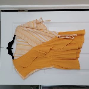 Mustard Strippes Ruffle Top